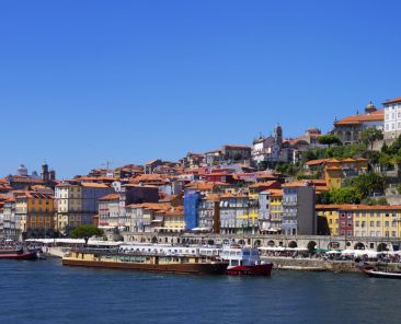 Porto, Portugal - AUGUST 19.2021: view of famous Douro river in Porto, Portugal